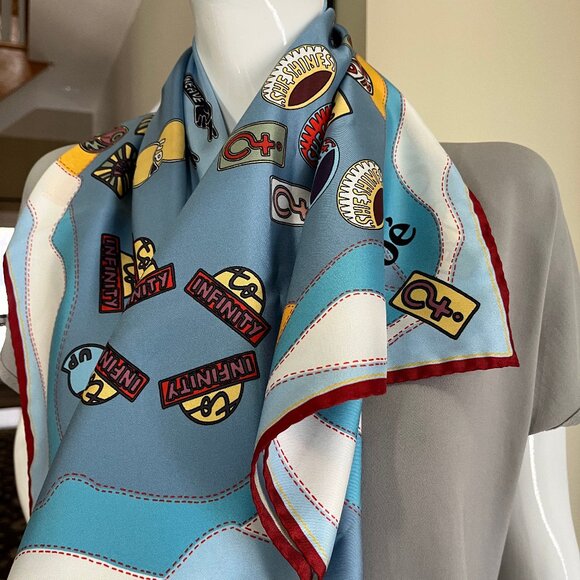 Chloé Silk Scarf - Blues - Authentic - Picture 8 of 17